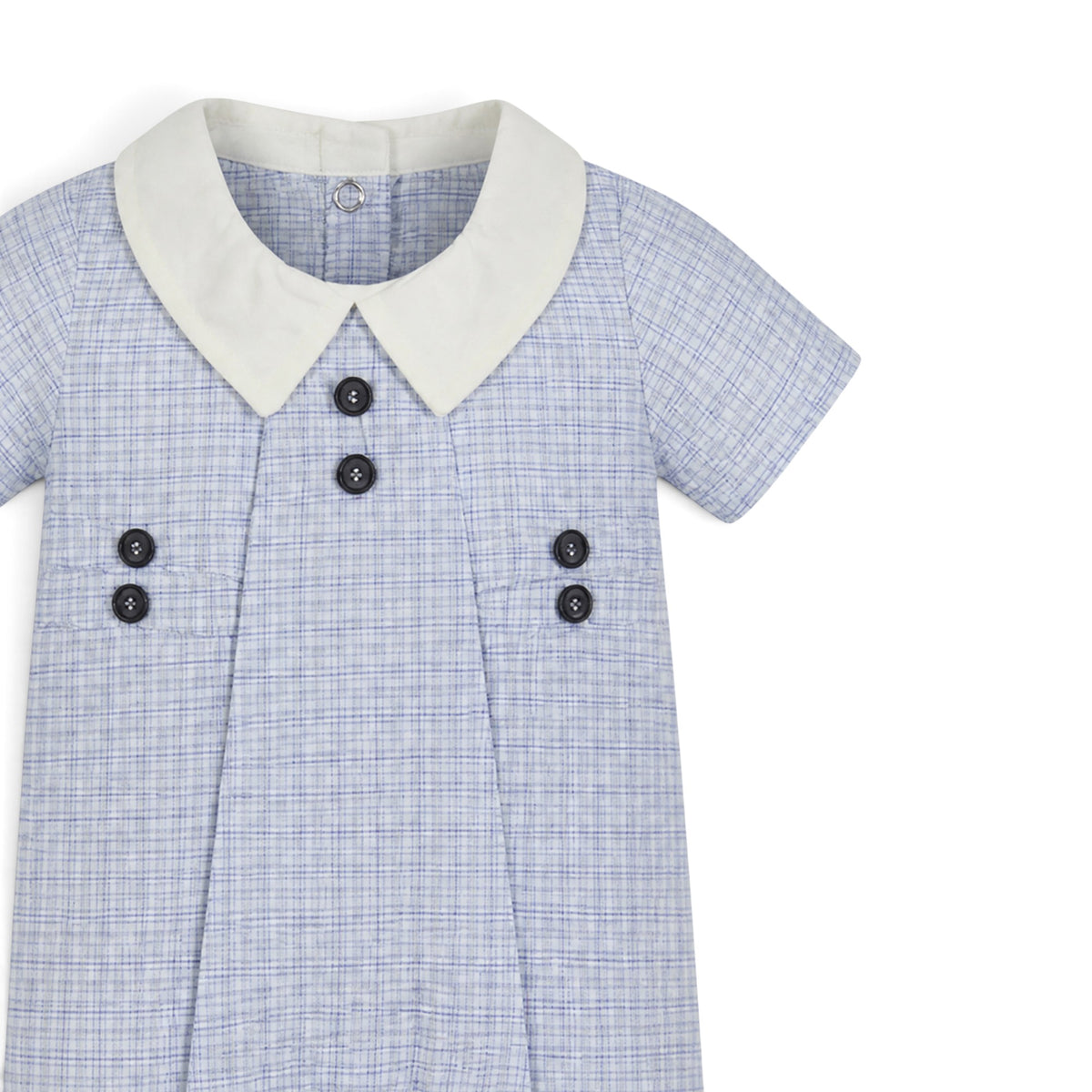 BLUE & WHITE CHECKED COLLARED BOY ROMPER