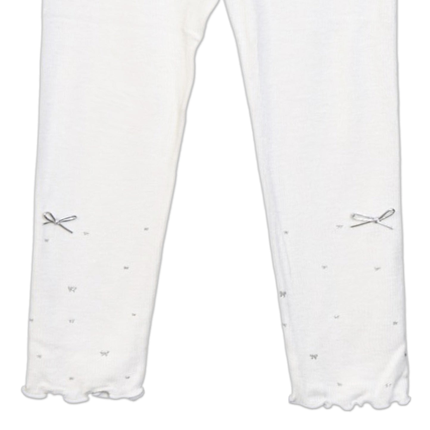WHITE RIBBED BOW TROUSERS