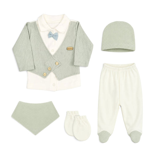 SAGE GREEN VEST STYLE BABY BOY GIFT SET