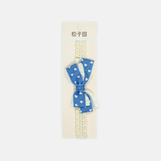 Blue Heart Bow Headband