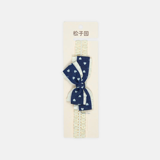 Navy Heart Bow Headband