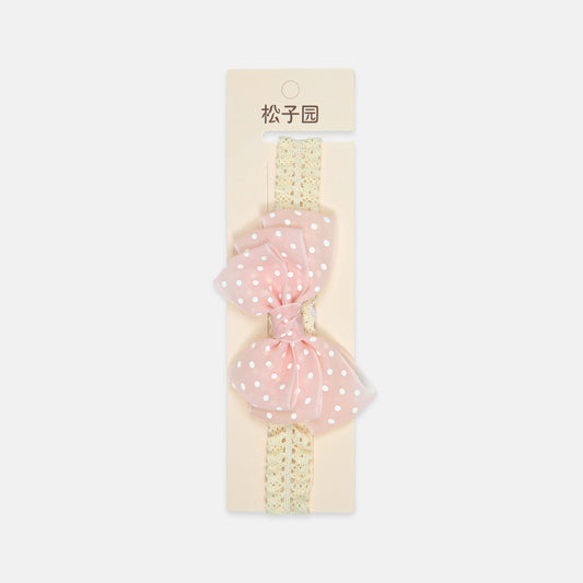 Pink Polka Dot Bow Headband