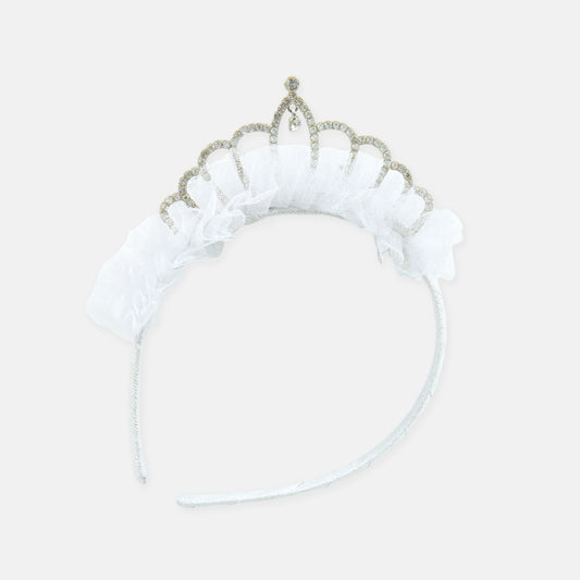 White Ruffle Tiara Headband