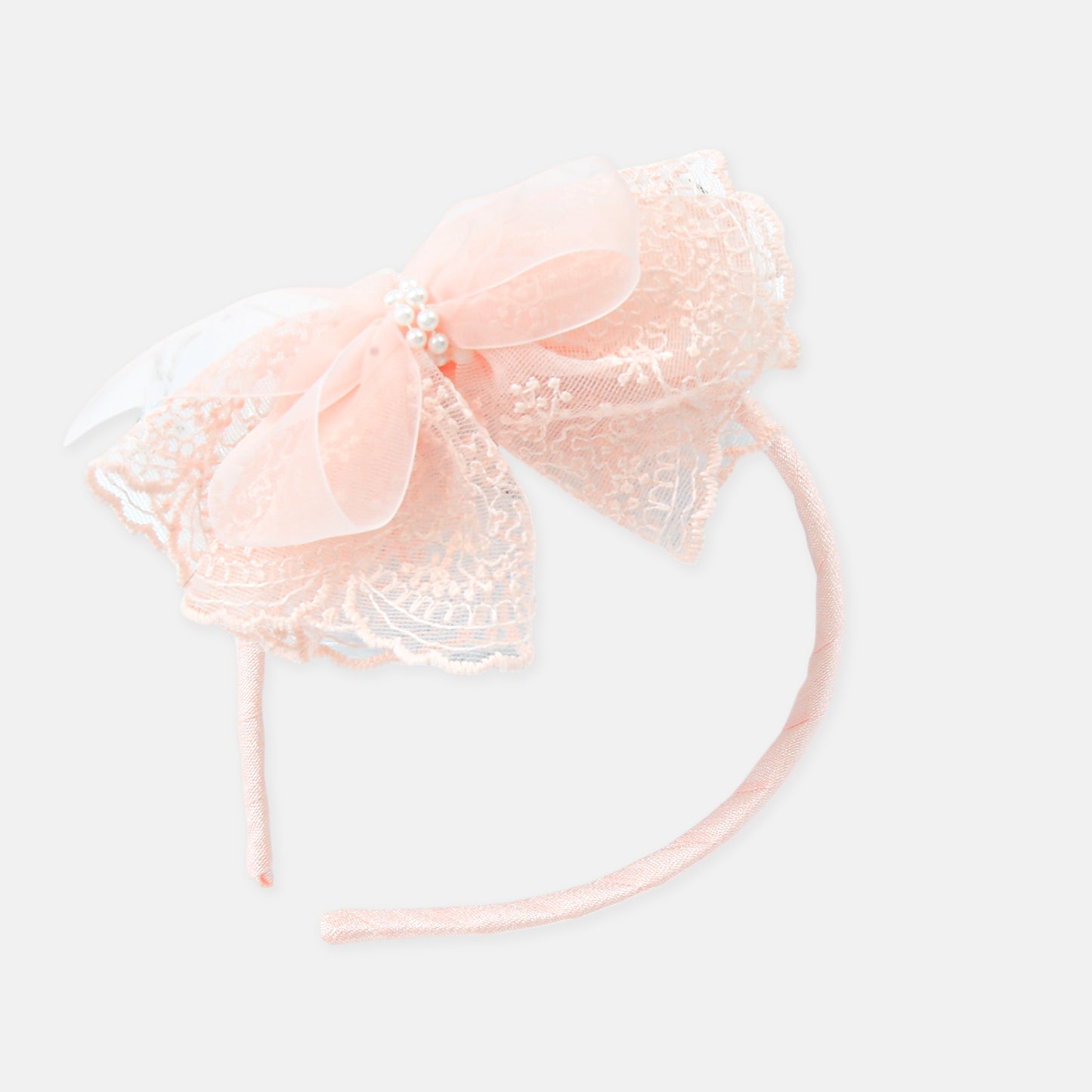 Pink Lace Bow Headband