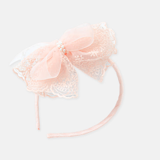 Pink Lace Bow Headband