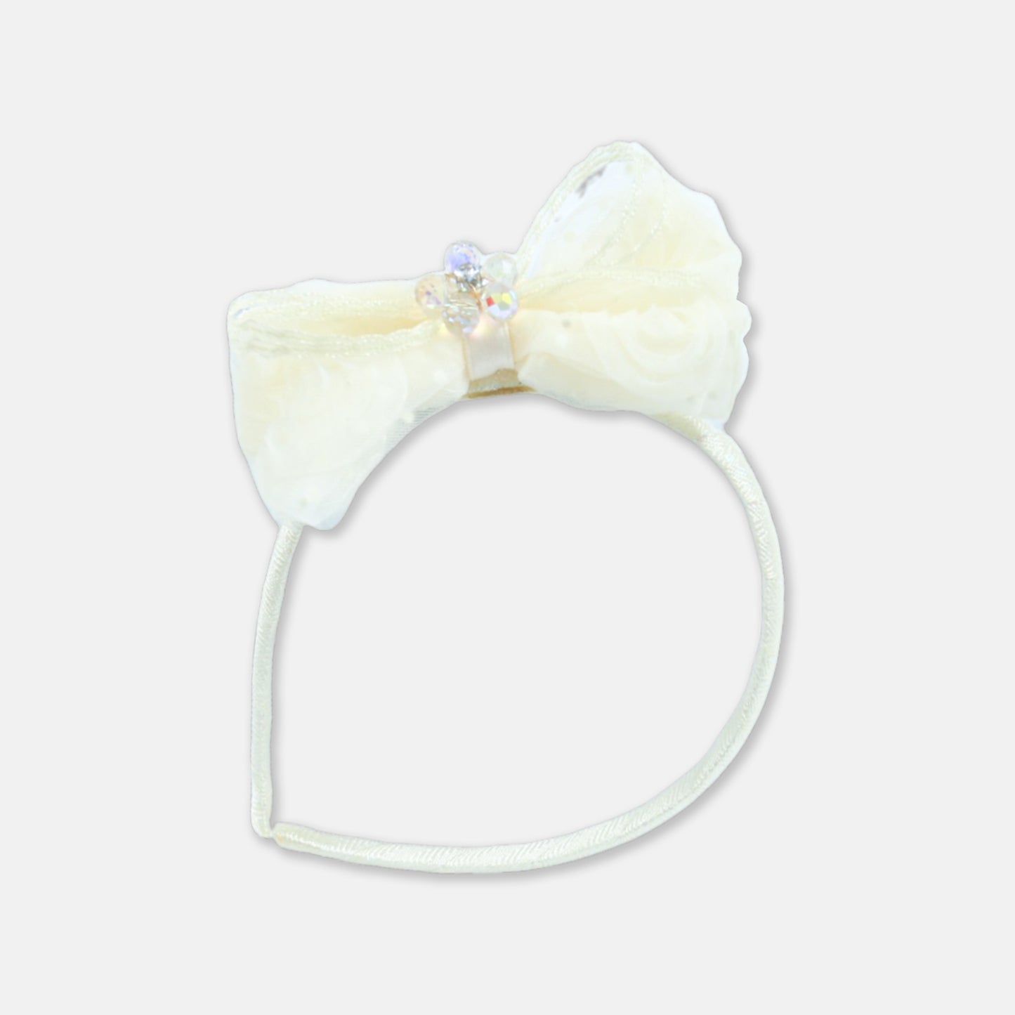 Cream Lace Bow Headband