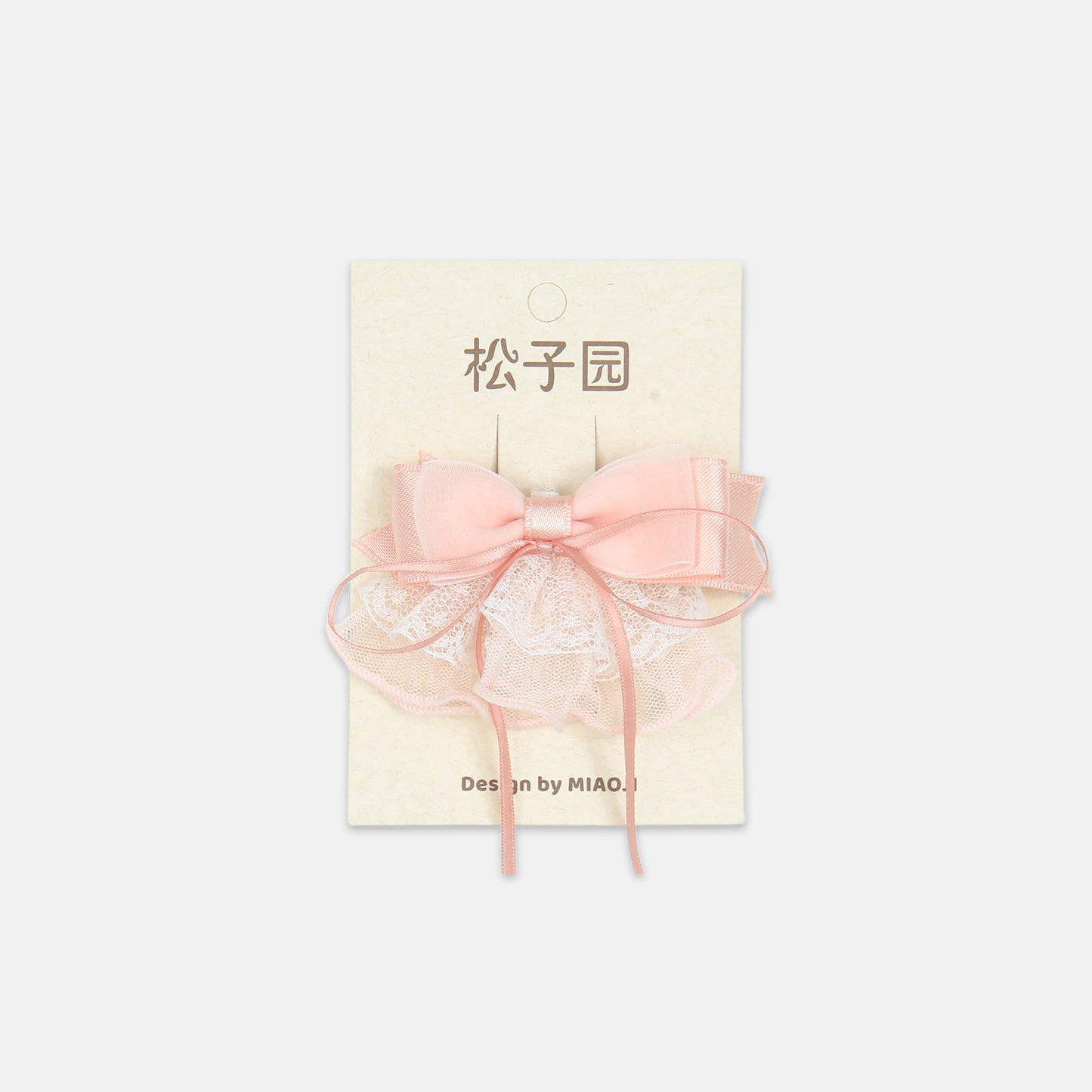 Pink Satin & Lace Bow Clip