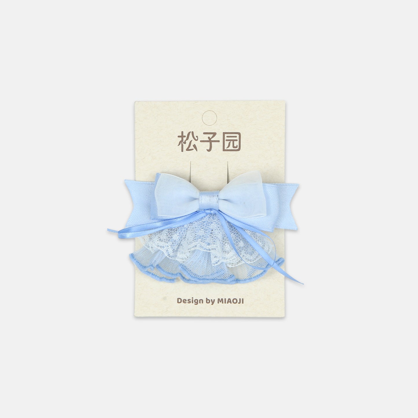 Blue Satin & Lace Bow Clip