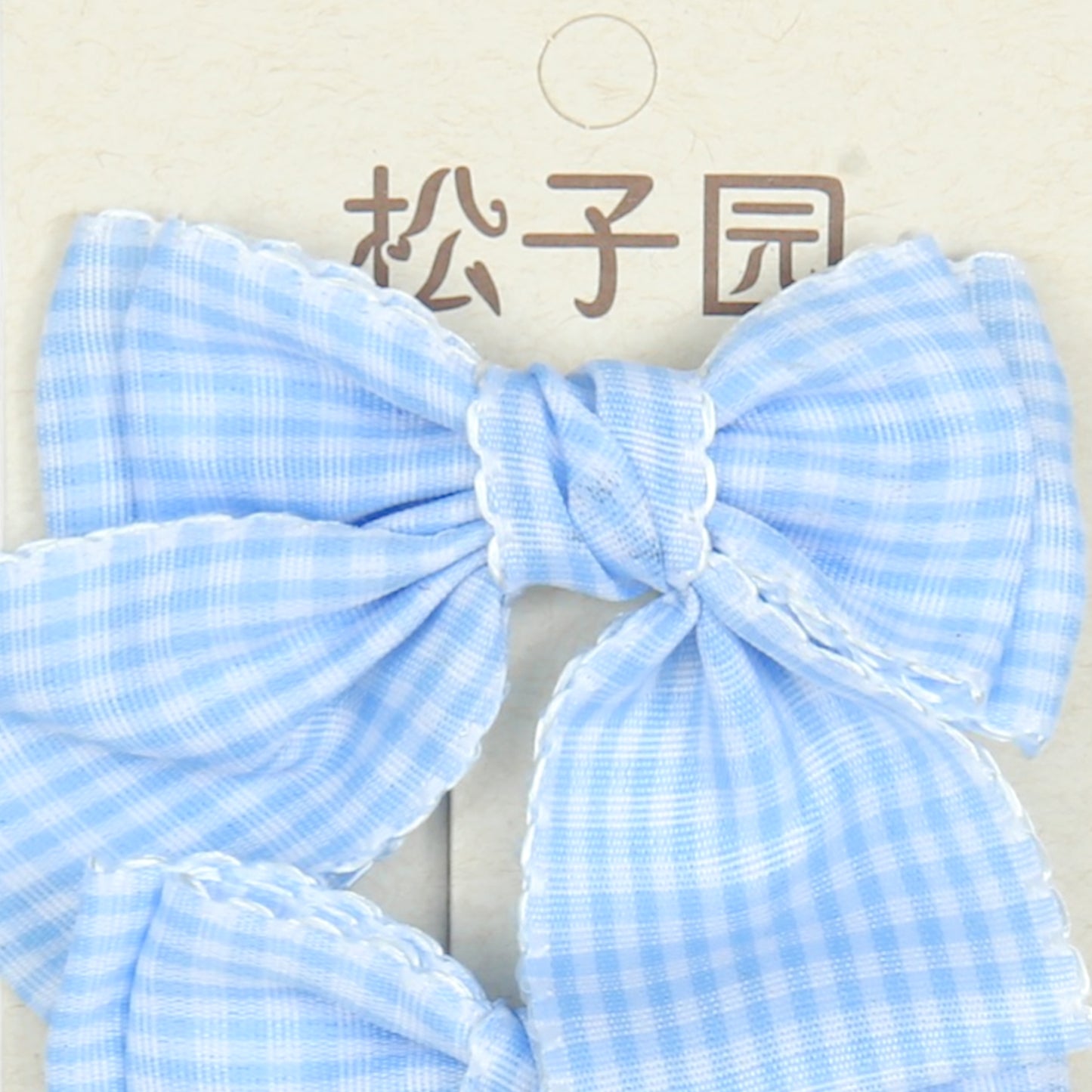 Blue Check Bow Clips
