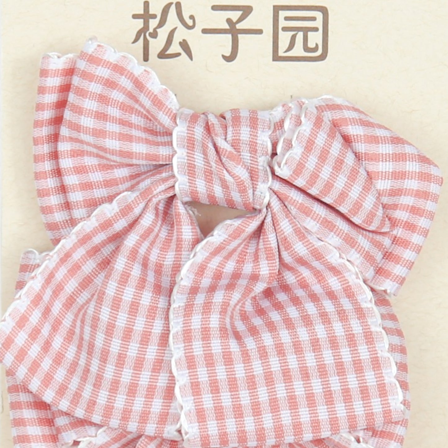 Pink Check Bow Clips