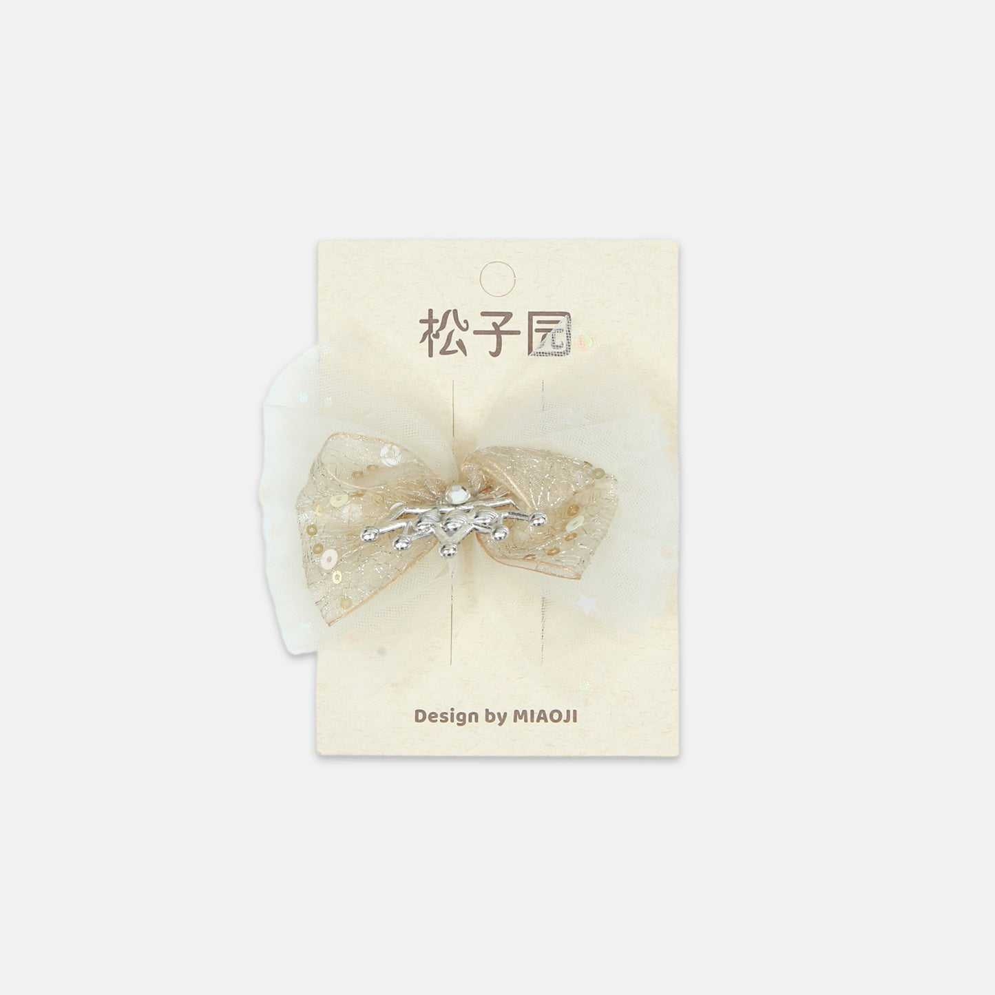 White Gold Tiara Tulle Hair Clip