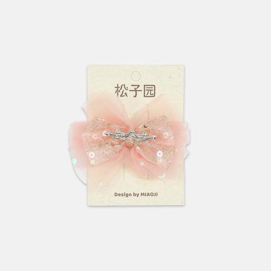 Crystal Crown Tulle Hair Clip