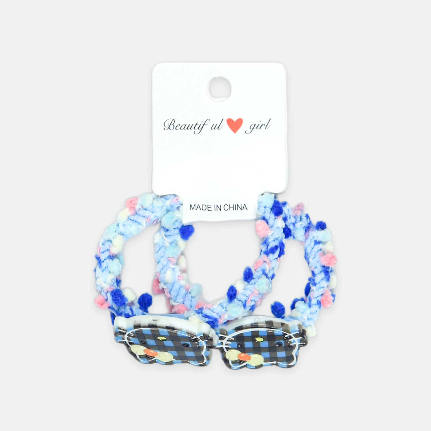Blue Pom-Pom Hair Tie Set