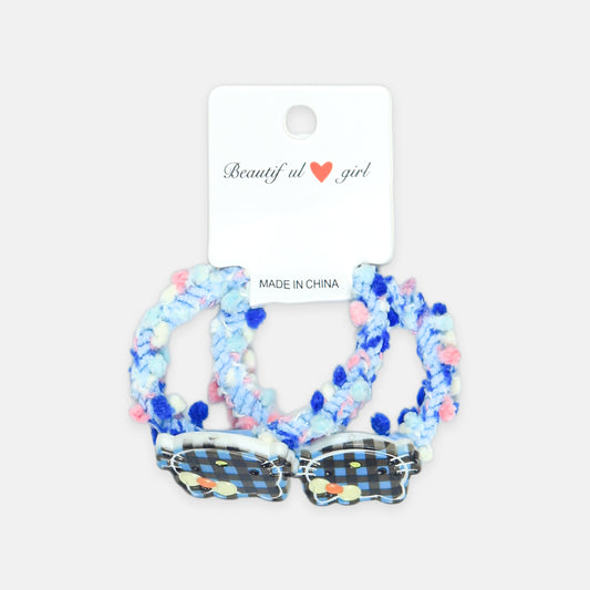 Blue Pom-Pom Hair Tie Set