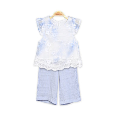 BLUE FLORAL MESH SUIT