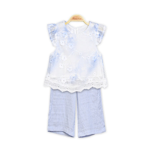 BLUE FLORAL MESH SUIT