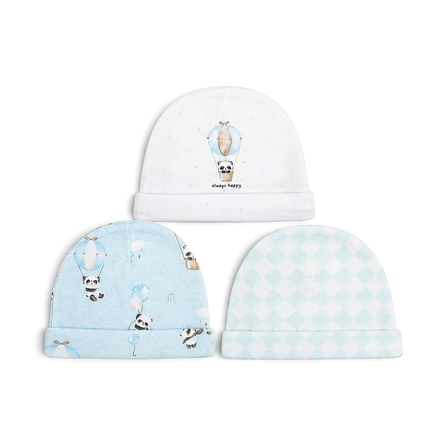 PANDA HOT AIR BALLOON INFANT BABY CAPS PK-3