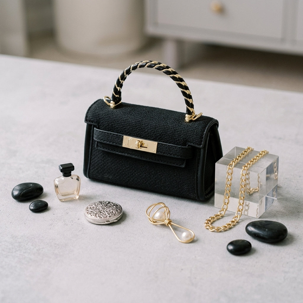 Sophisticated Black Chain-Handle Mini Bag
