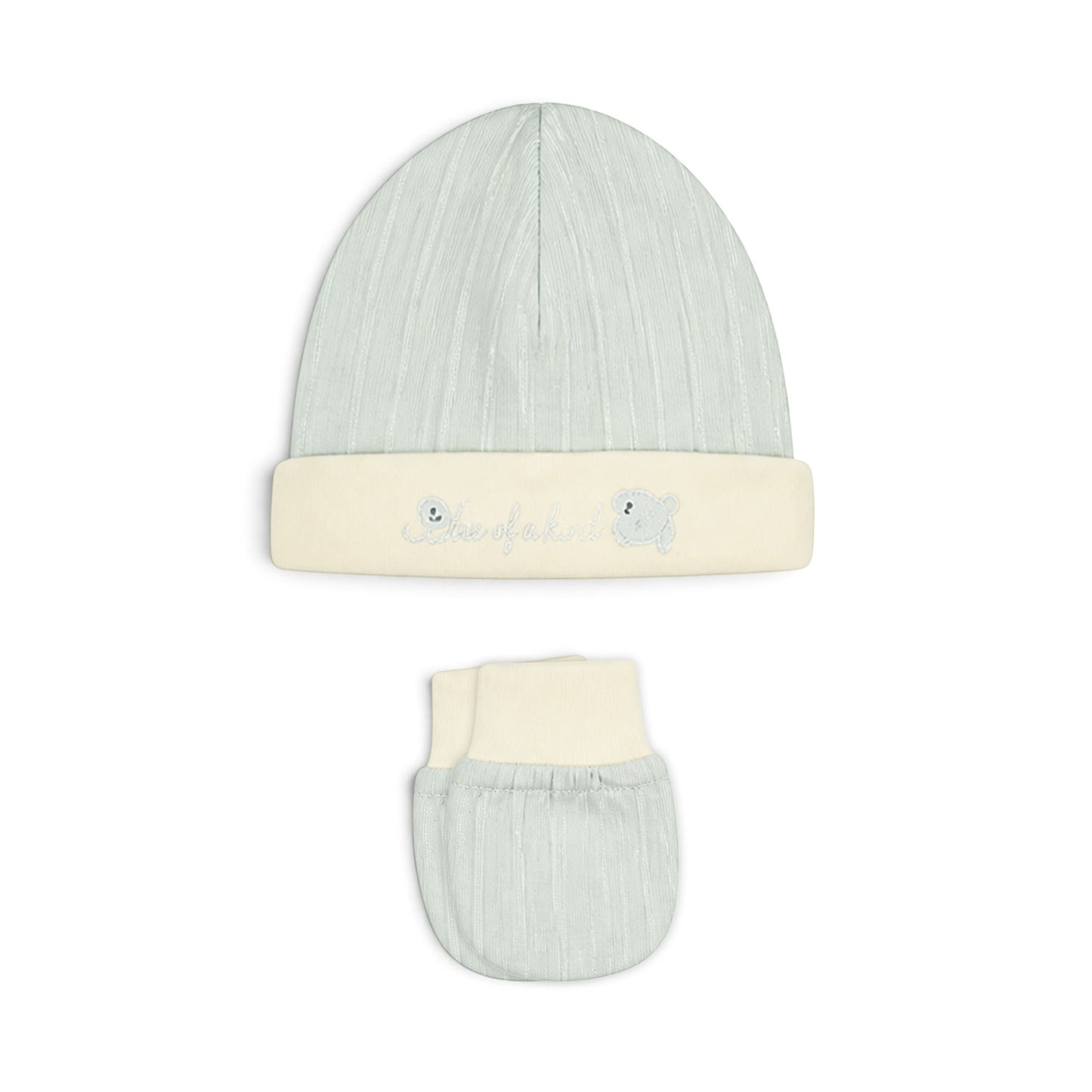 CREAM AND SAGE GREEN "LITTLE FISH" BABY BOY GIFT SET