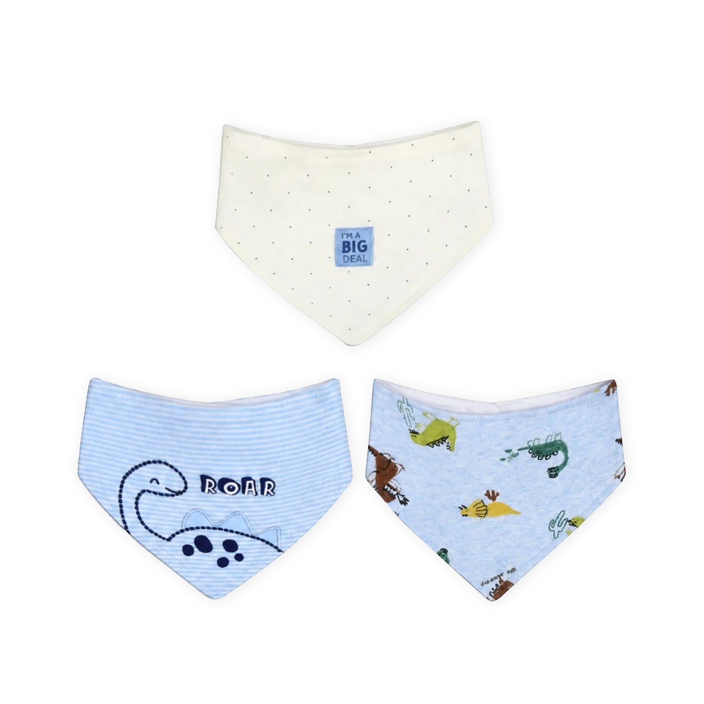 ROAR DINO PRINT BIBS BANDANA PK-3