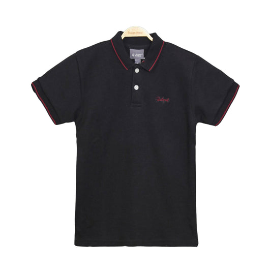 BLACK TEXTURED POLO