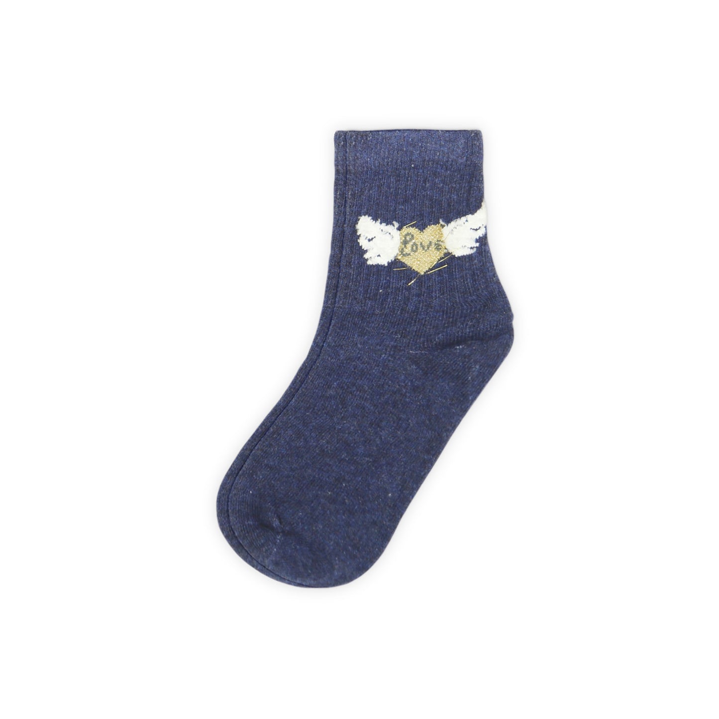 DARK NAVY WINGED HEART GIRL SOCKS