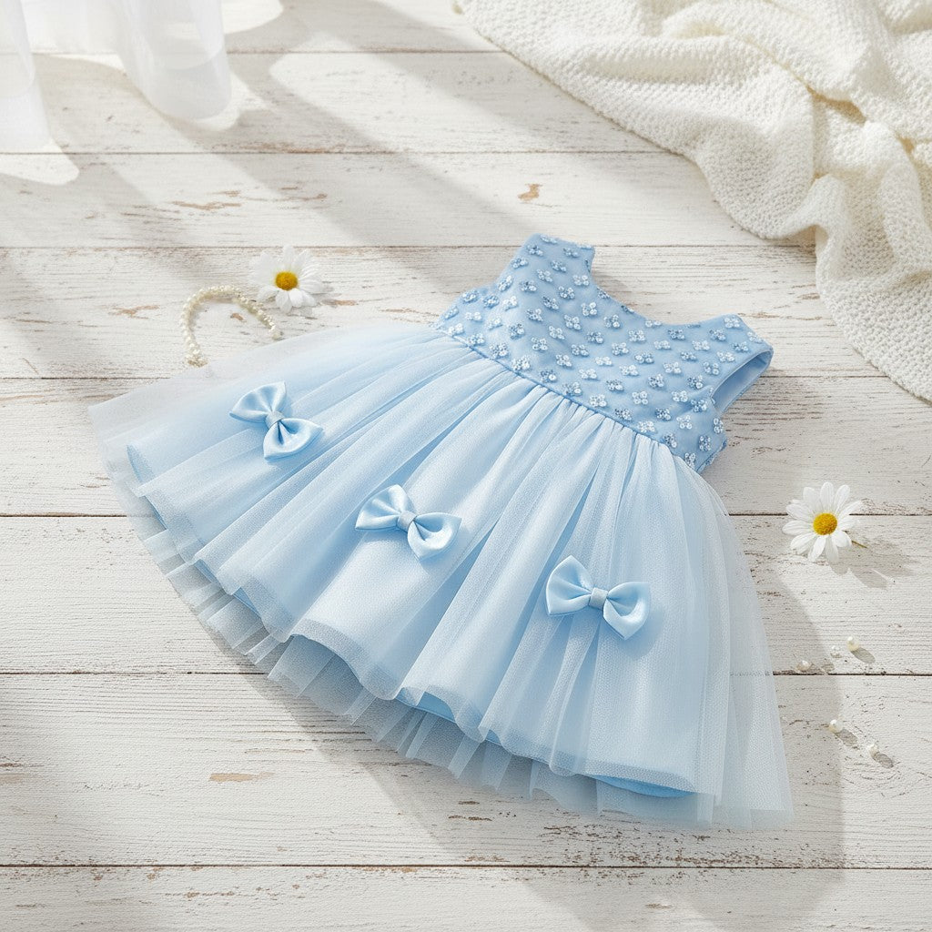 BLUE BABY GIRL FANCY FROCK GIFT SET