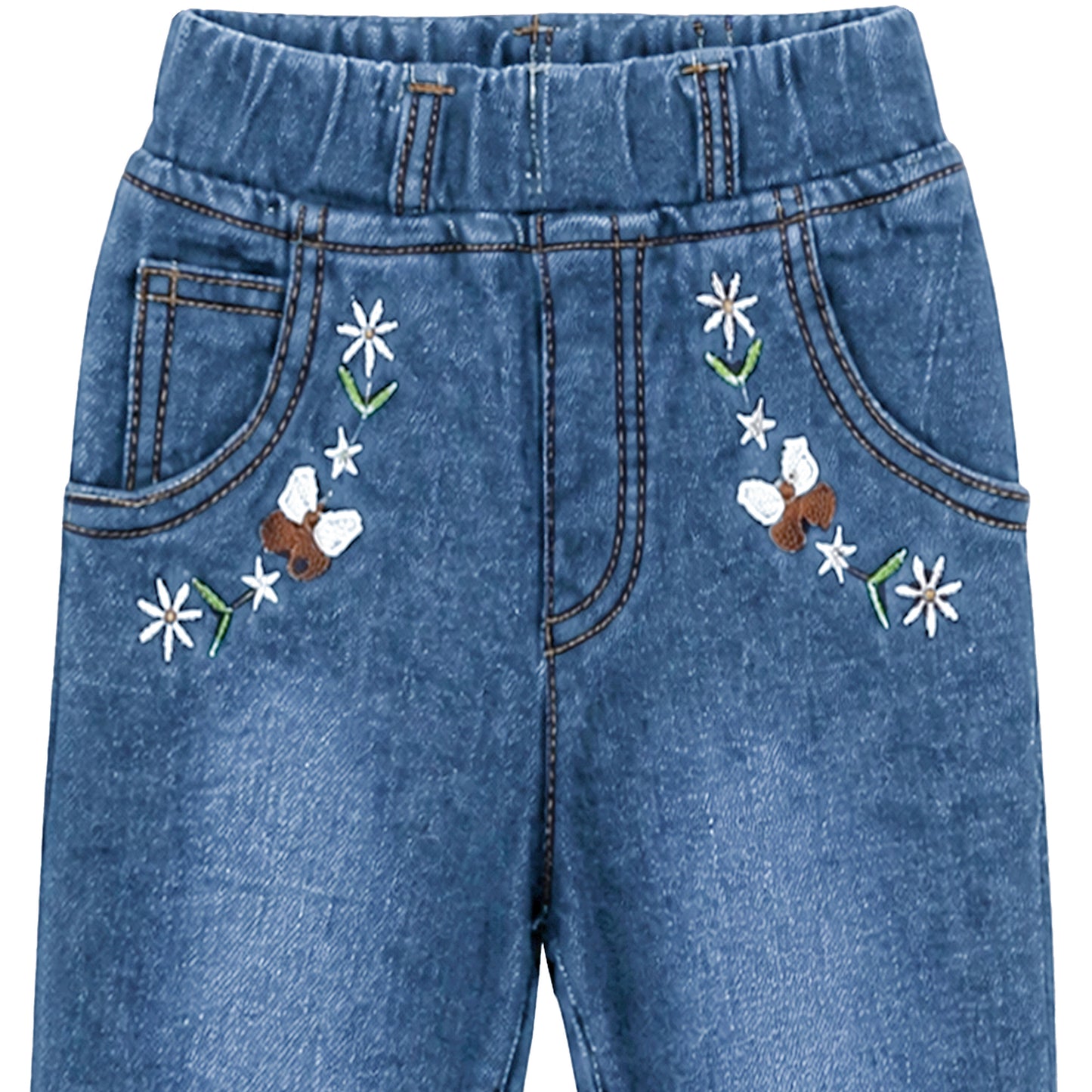 BABY GIRL LIGHT WASH EMBROIDERED DENIM JEANS (CAPRI)