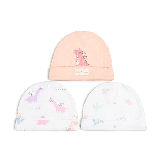 DINOSAUR AND CACTUS INFANT BABY CAPS PK-3
