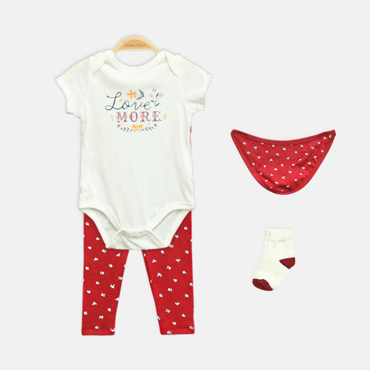 Maroon Floral 4-Piece Set