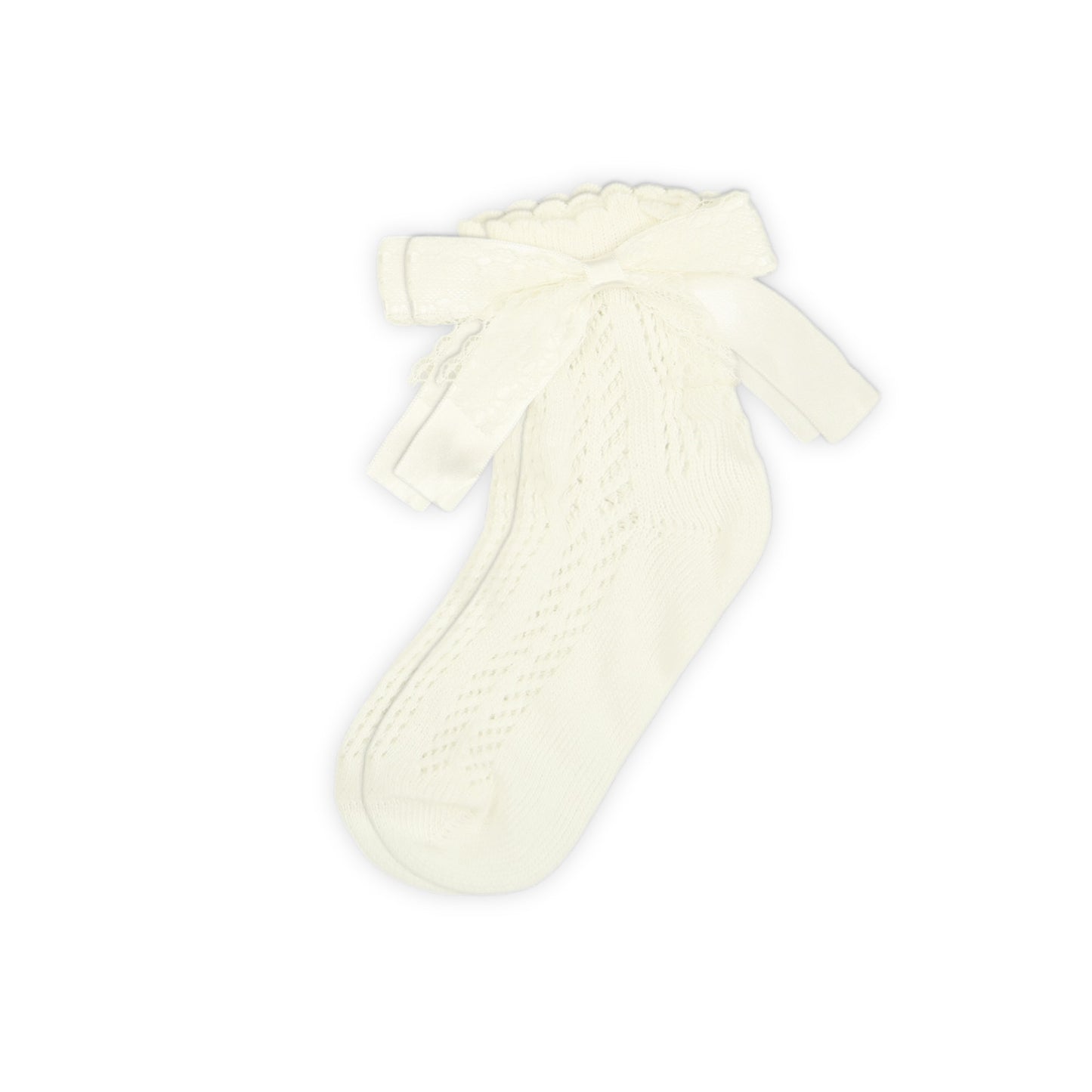 WHITE LACE BOW ANKLE GIRL SOCKS