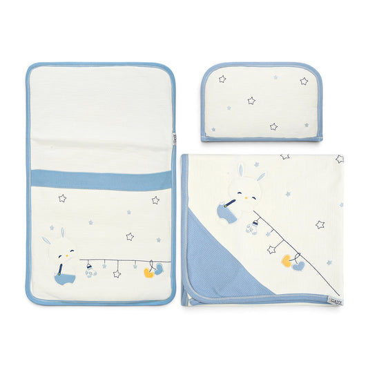 PREMIUM OFF-WHITE AND BLUE RABBIT SLEEPING SET