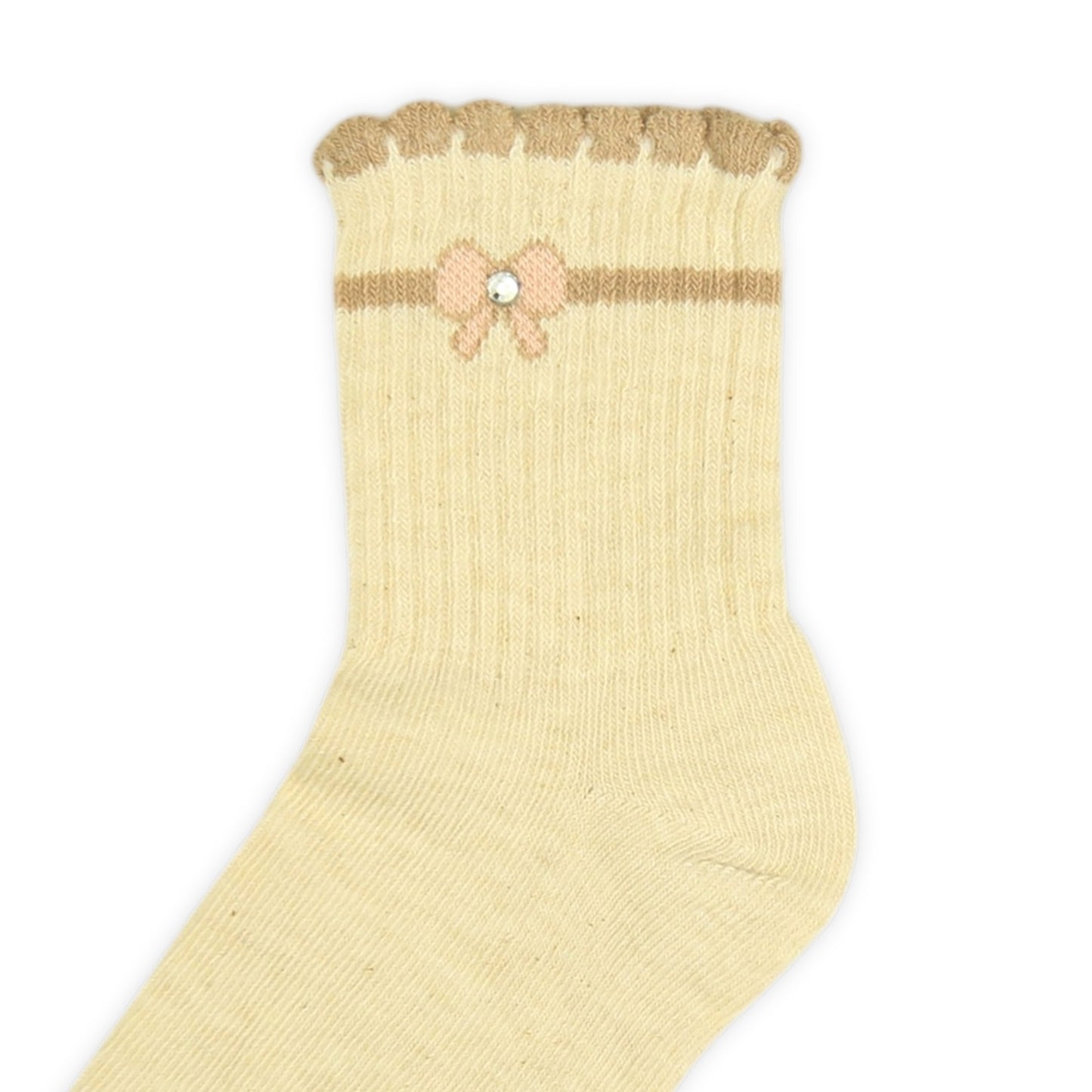 CREAM BOW GIRL SOCKS