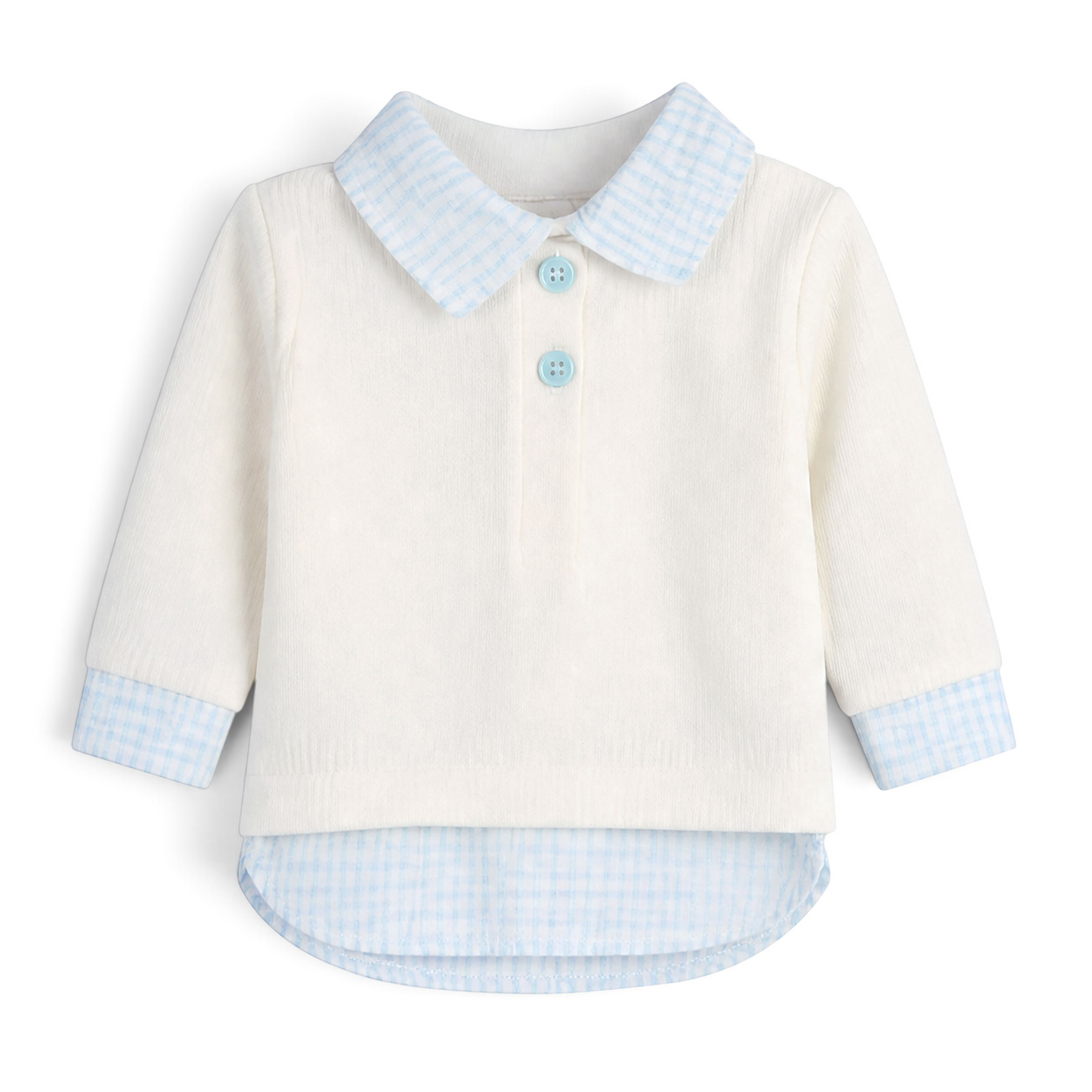 CREAM AND LIGHT BLUE STRIPED COLLAR BABY BOY GIFT SET
