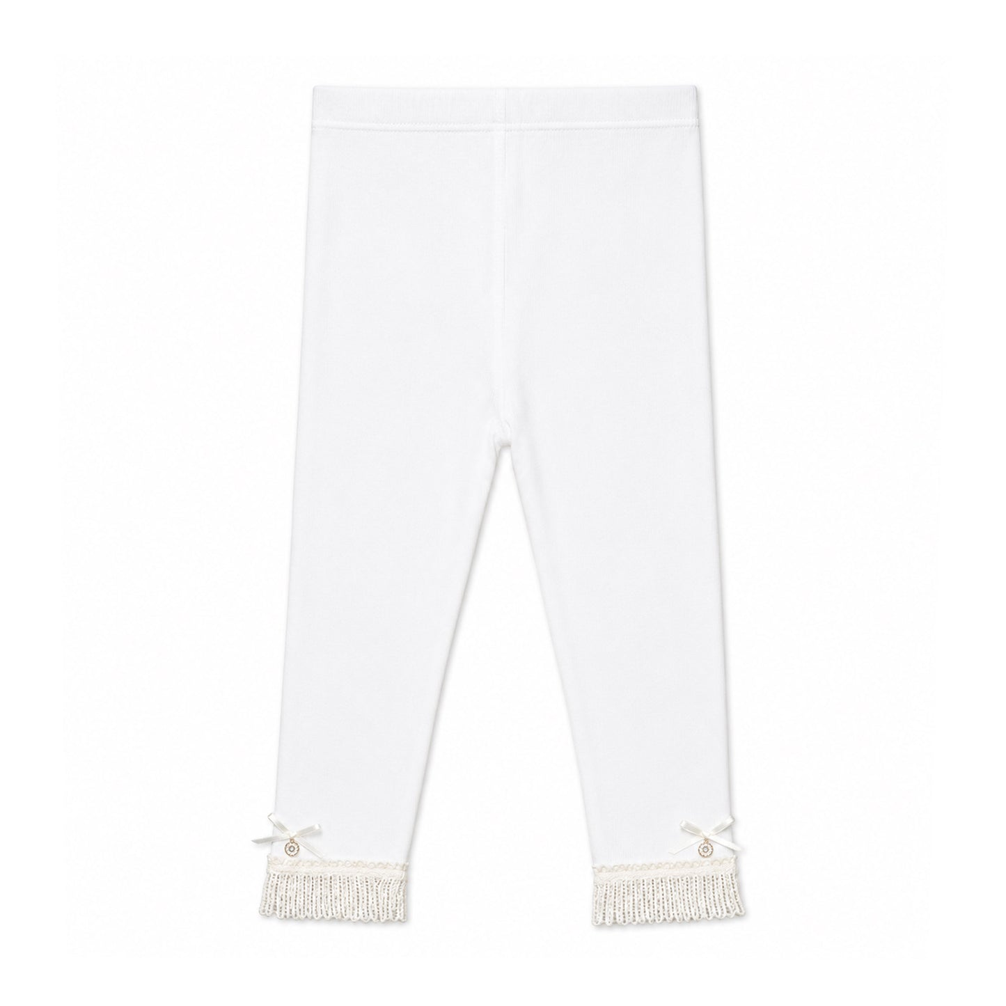 OFF-WHITE LACE RIBBED TROUSERS