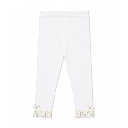 OFF-WHITE LACE RIBBED TROUSERS