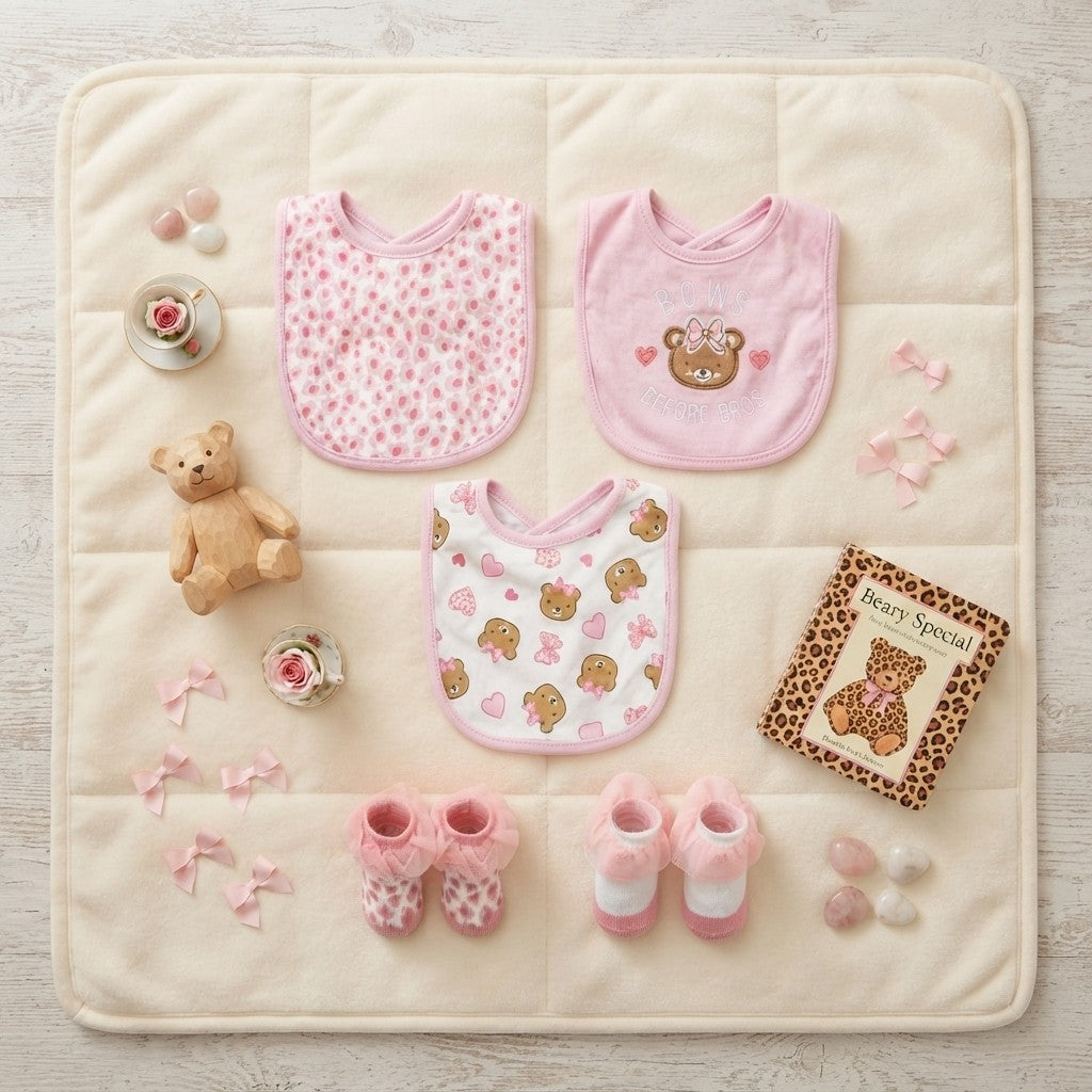 INFANT RUFFLED BIBS PK-3 & 2 BOOTIES