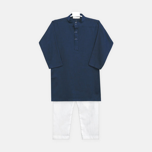 Boys Navy Blue Kurta Pajama