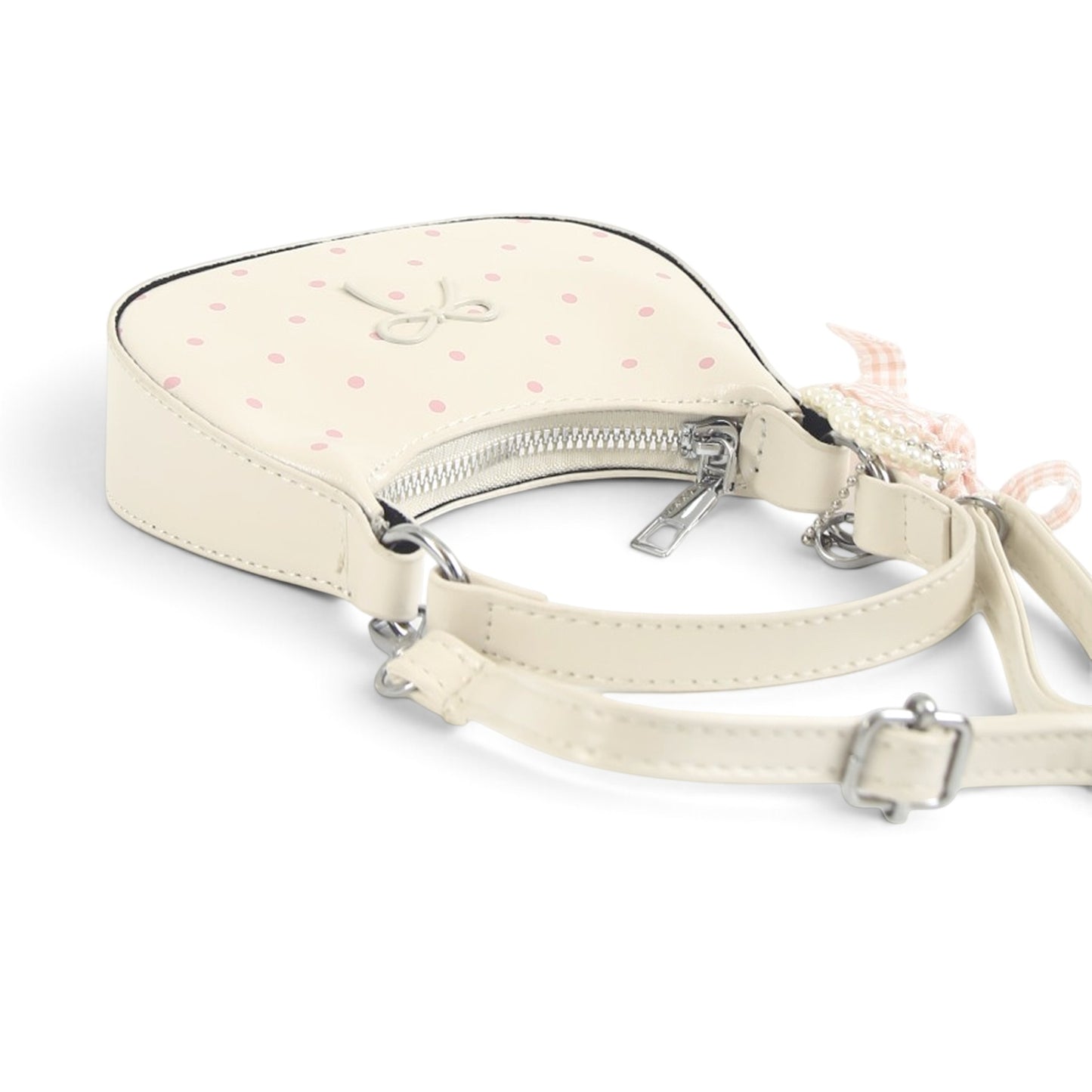 Whimsical White And Pink Polka Dot Mini Bag