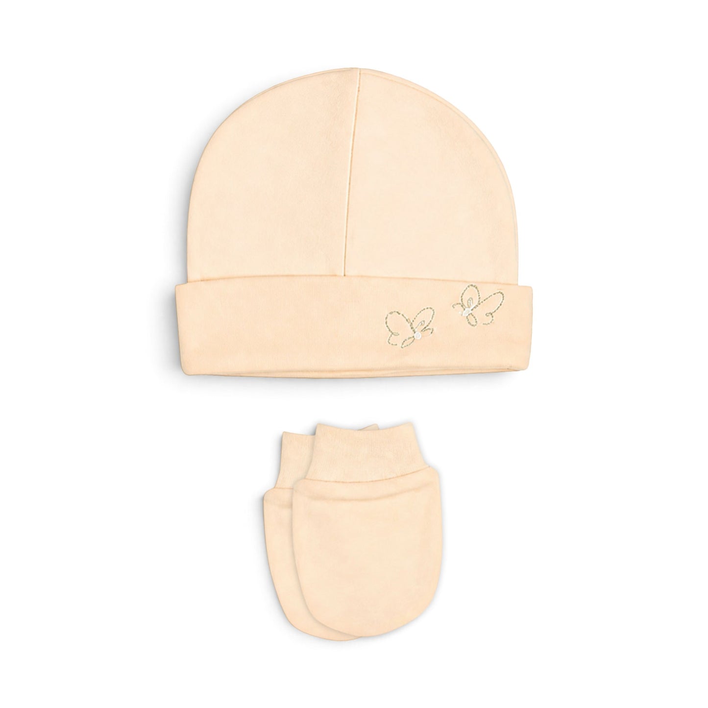 PEACH LACE COLLAR FLORAL & BUTTERFLY BABY GIRL GIFT SET