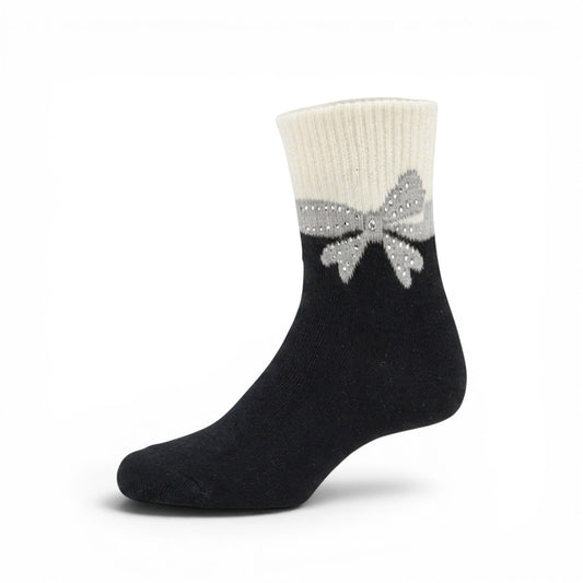 BLACK AND WHITE BOW GIRL SOCKS