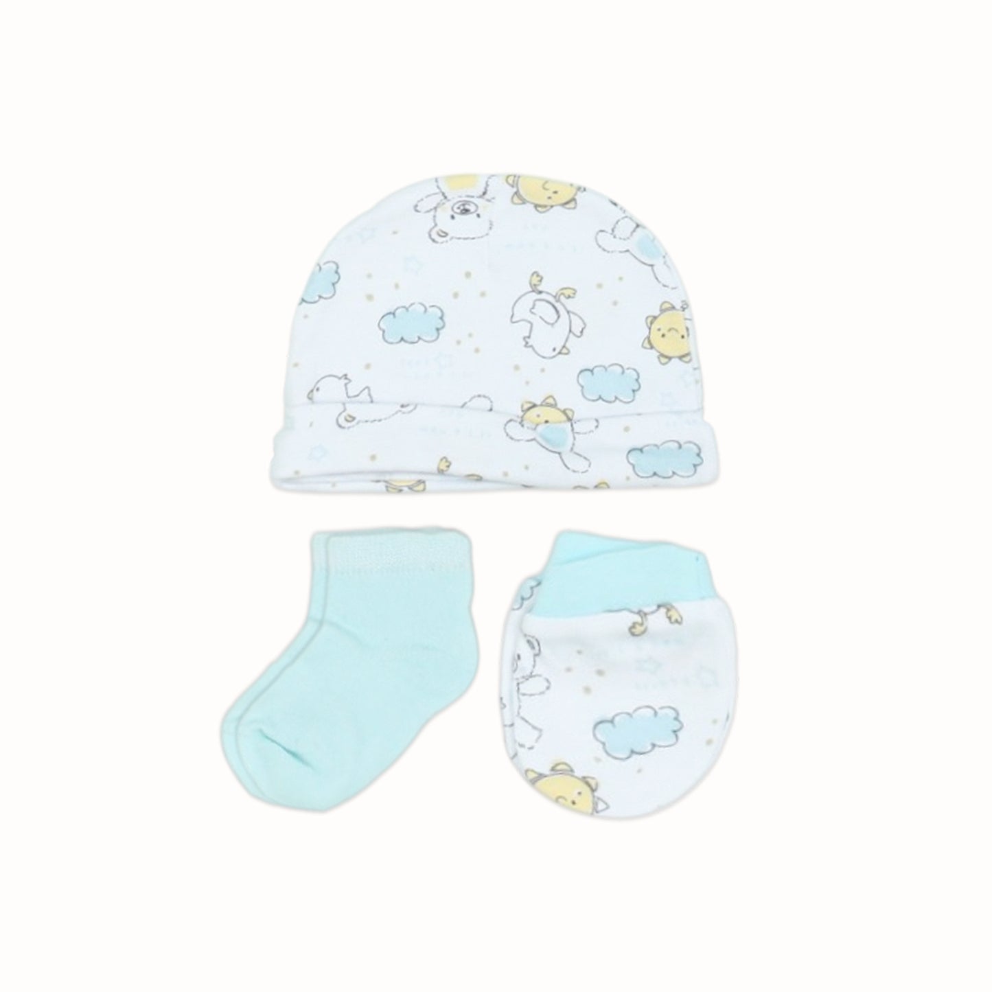 CUTE CRITTER 5-PIECE LAYETTE SET (AQUA) BOY