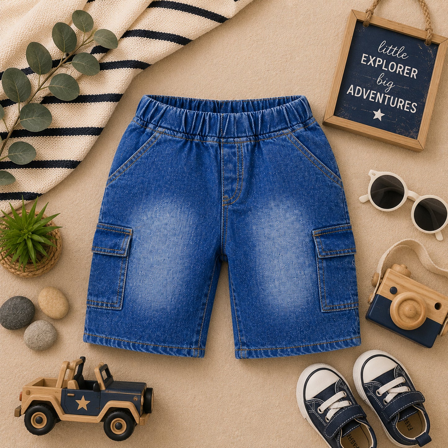 BOY LIGHT WASH CARGO SHORT BERMUDA