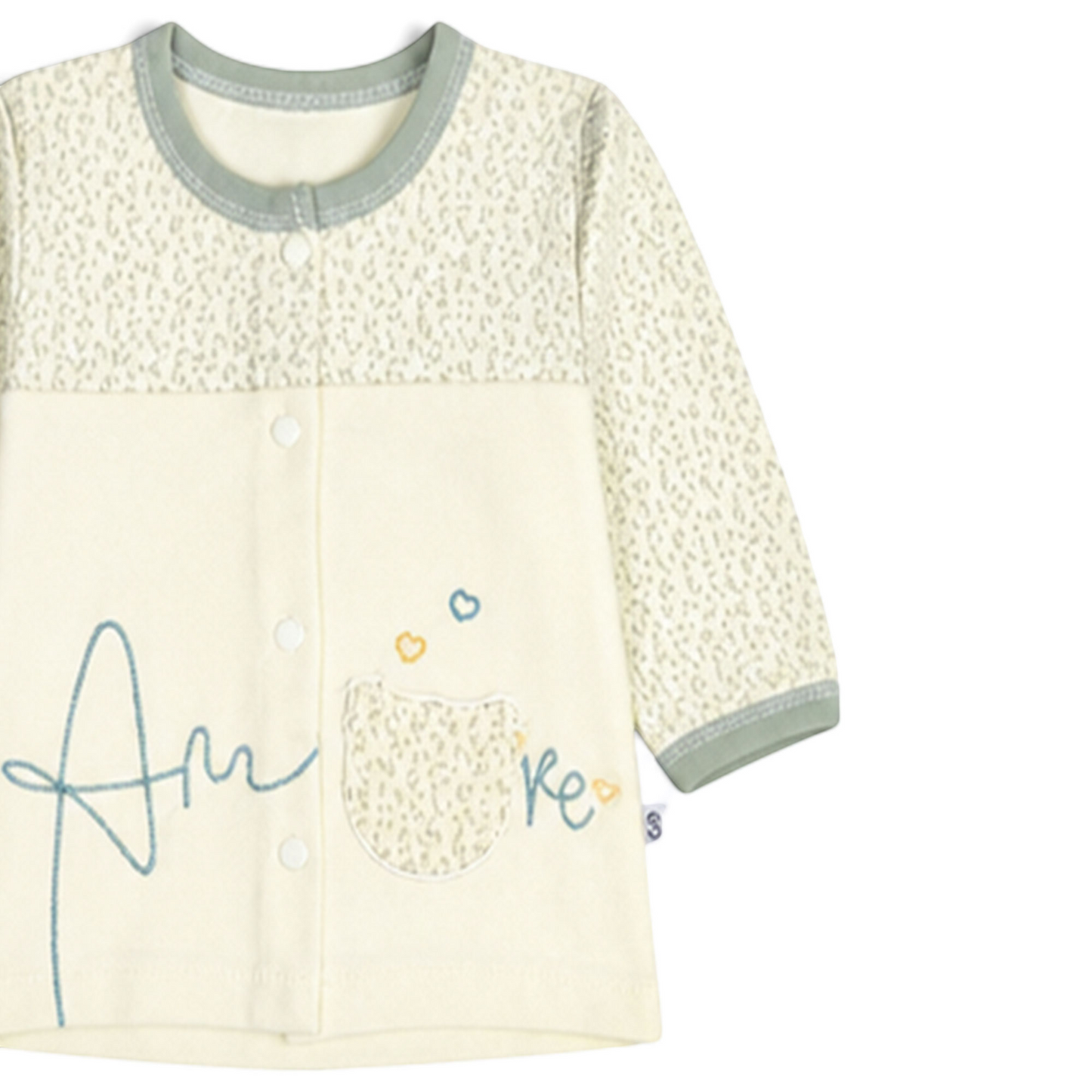 CREAM AND SAGE GREEN "AMORE" BEAR BABY BOY GIFT SET