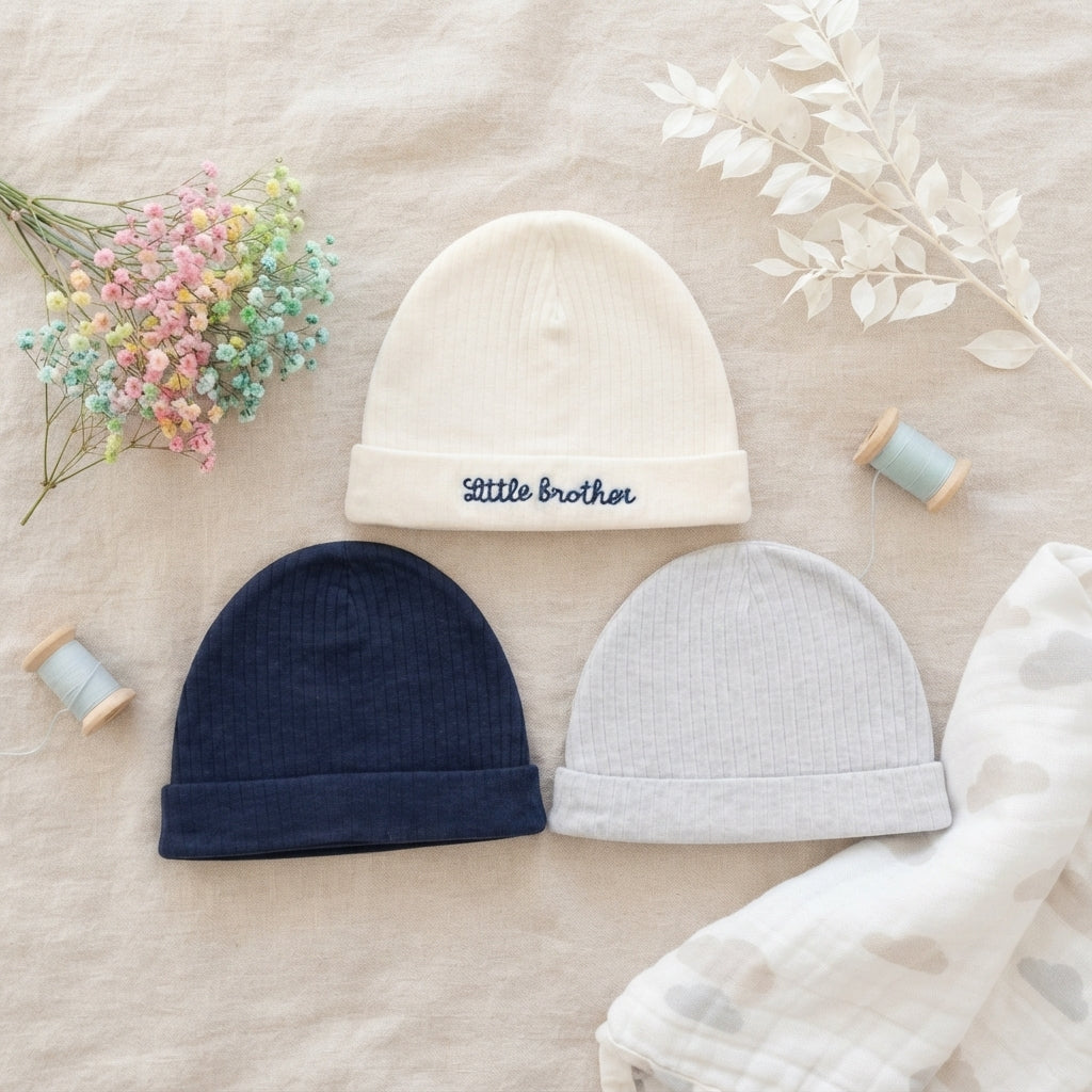LITTLE BROTHER RIBBED INFANTBABY CAPS PK-3