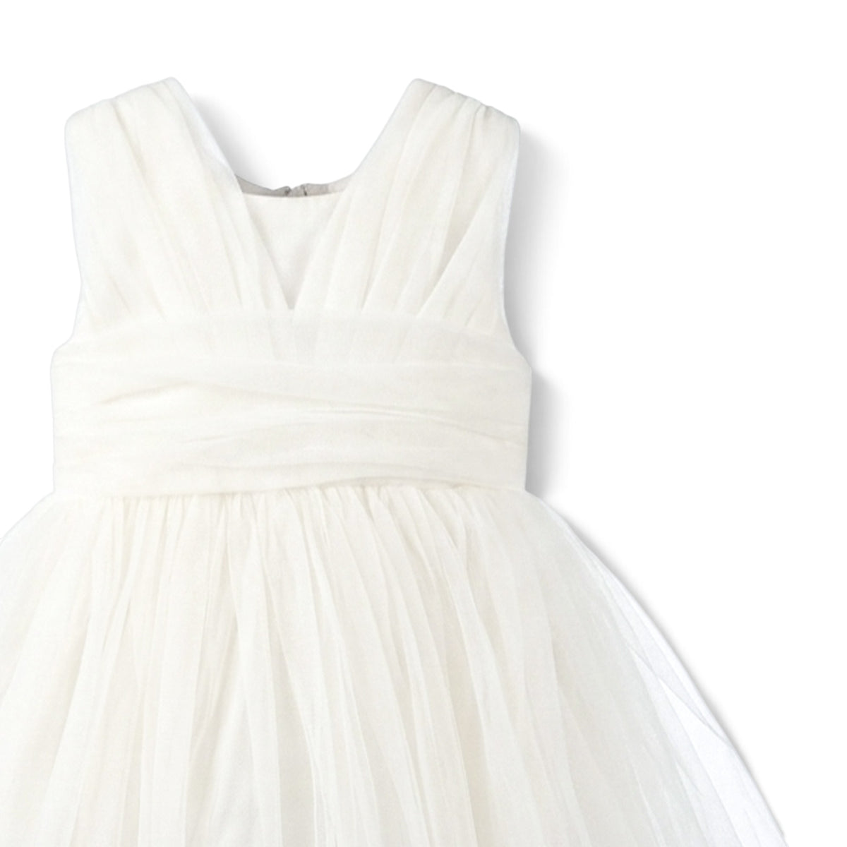 BABY WHITE TULLE PARTY DRESS WITH HEADBAND