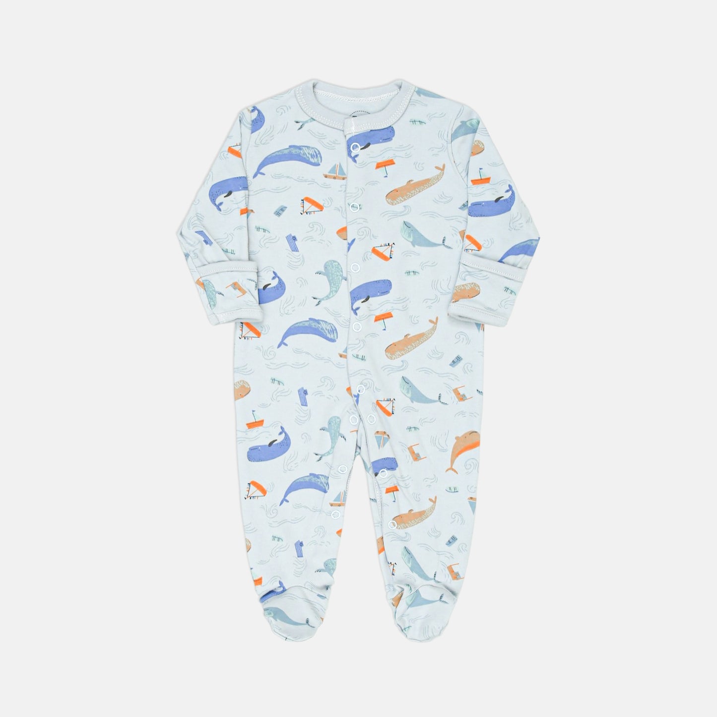 Ocean Friends Blue Sleepsuits Pk-3
