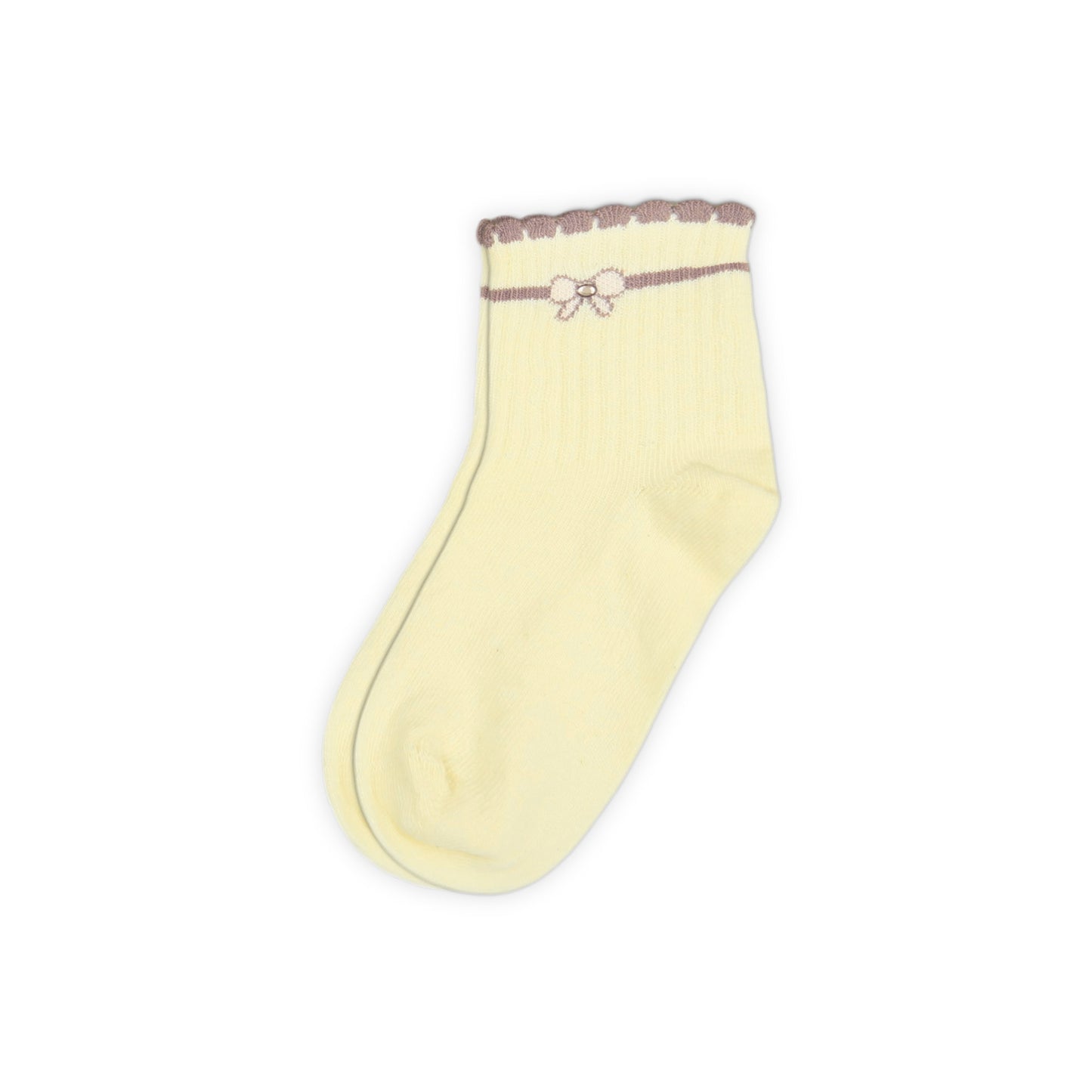 OFF-WHITE AND PURPLE BOW GIRL SOCKS