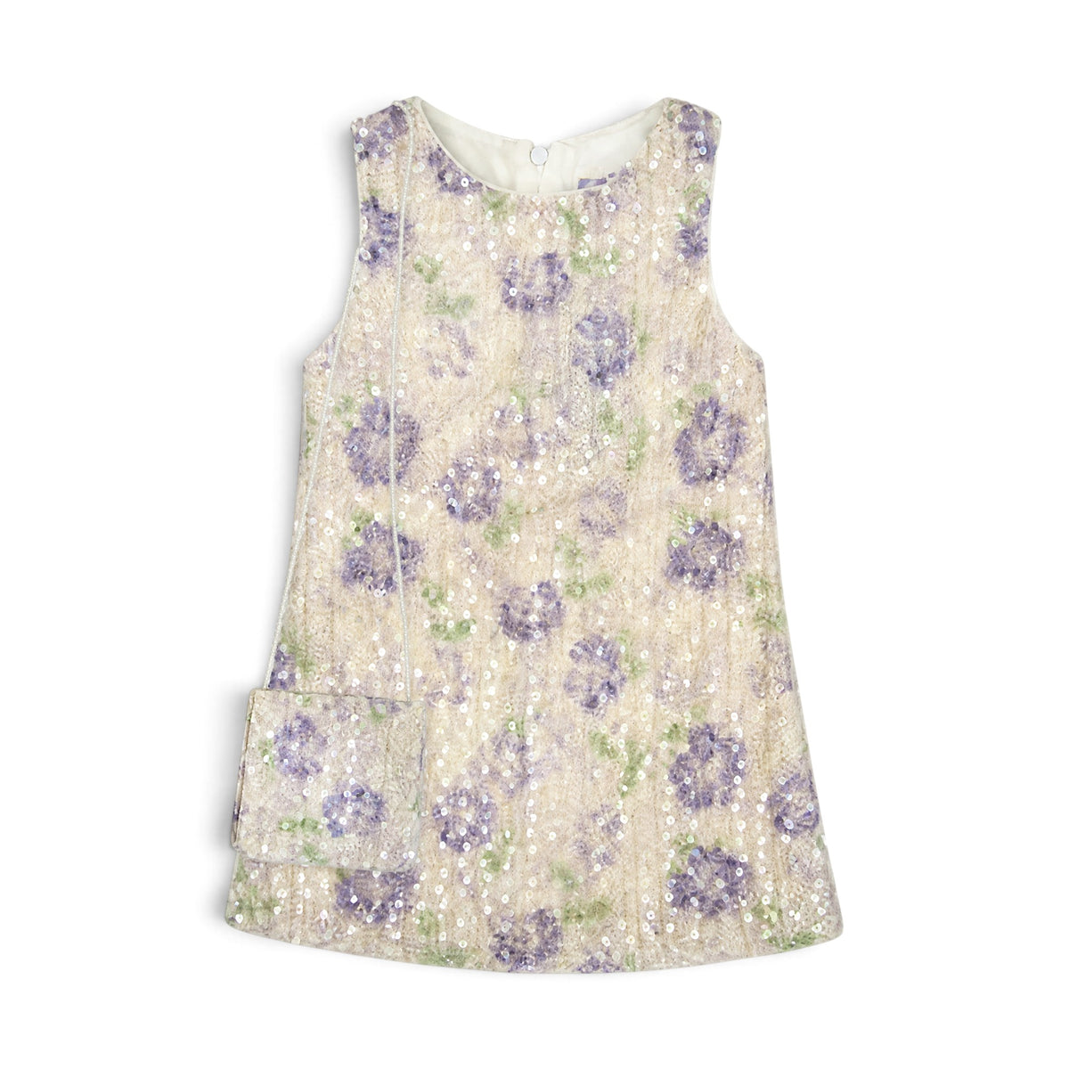 BABY GIRL FLORAL SEQUIN DRESS WITH MATCHING PURSE