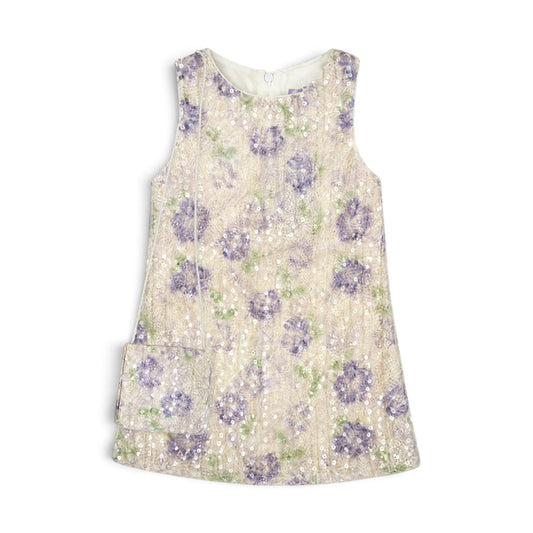 BABY GIRL FLORAL SEQUIN DRESS WITH MATCHING PURSE